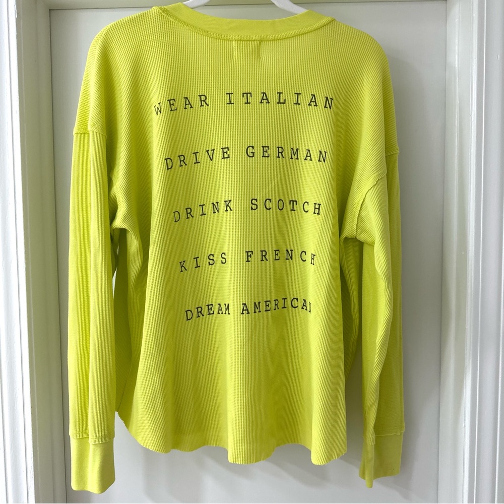 NWT Sundry Bright Yellow Dream American Waffle Print Long Sleeve Top, Size Large - Picture 8 of 9